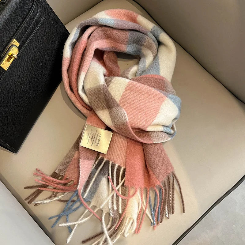 Ulvly Plaid Wool Tassel Scarf