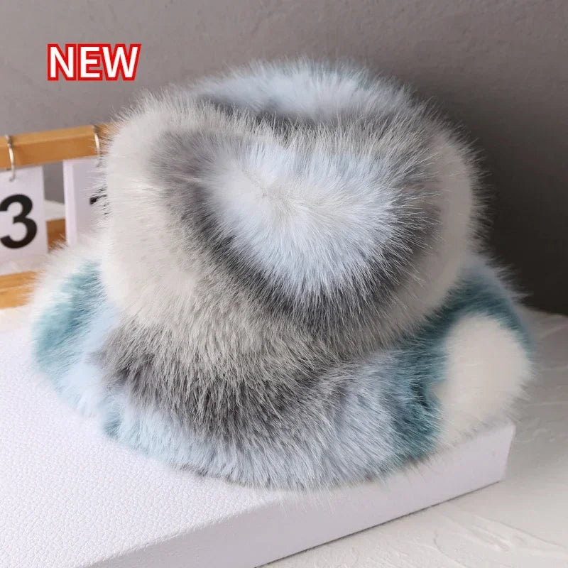 Ulvly Fluffy Faux Fur Bucket Hat
