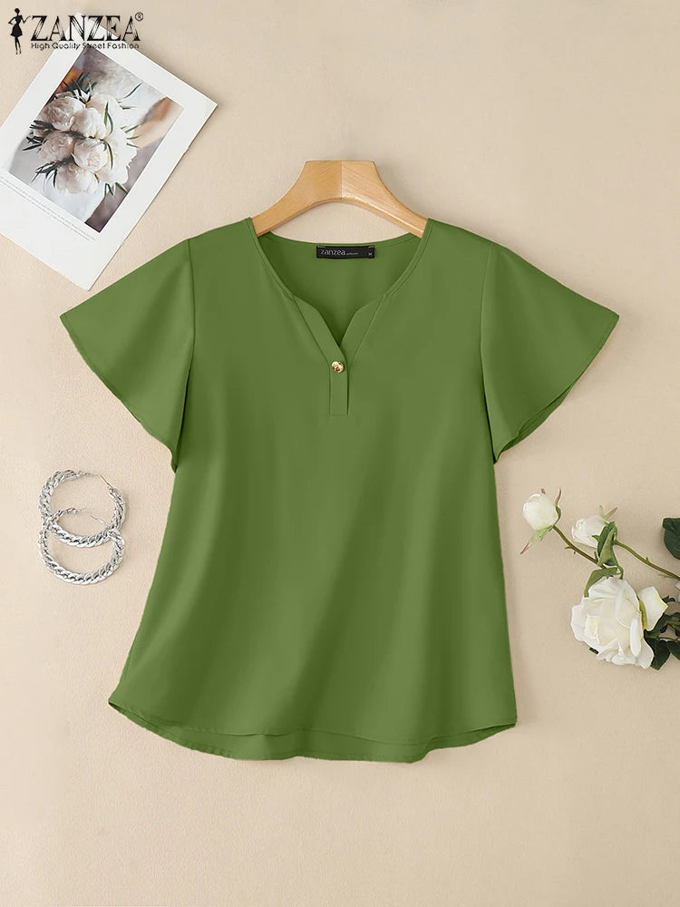Ulvly V Neck Summer Blouse