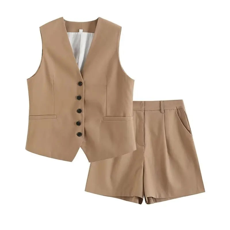 Ulvly Linen Vest &amp; Shorts Suit
