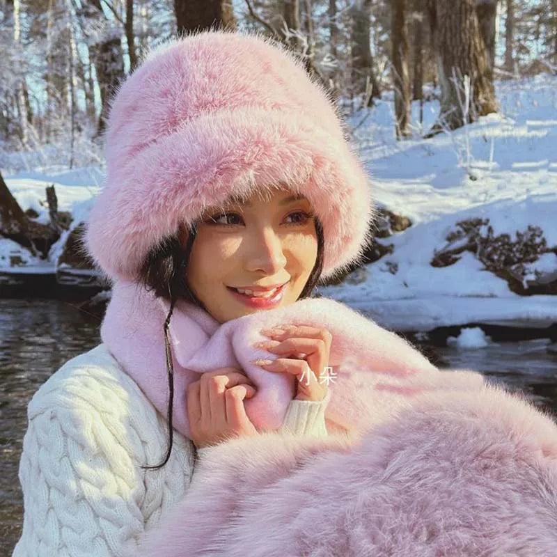 Ulvly Fluffy Faux Fur Bucket Hat