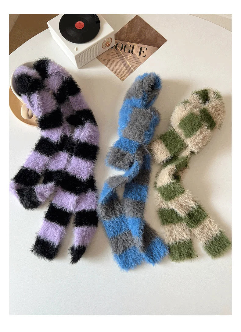 Ulvly Striped Plush Knit Scarf