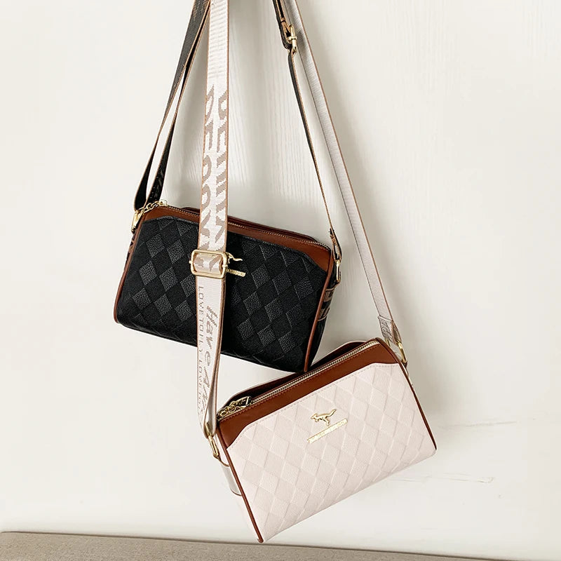 Ulvly Soft Leather Checkered Messenger Bag