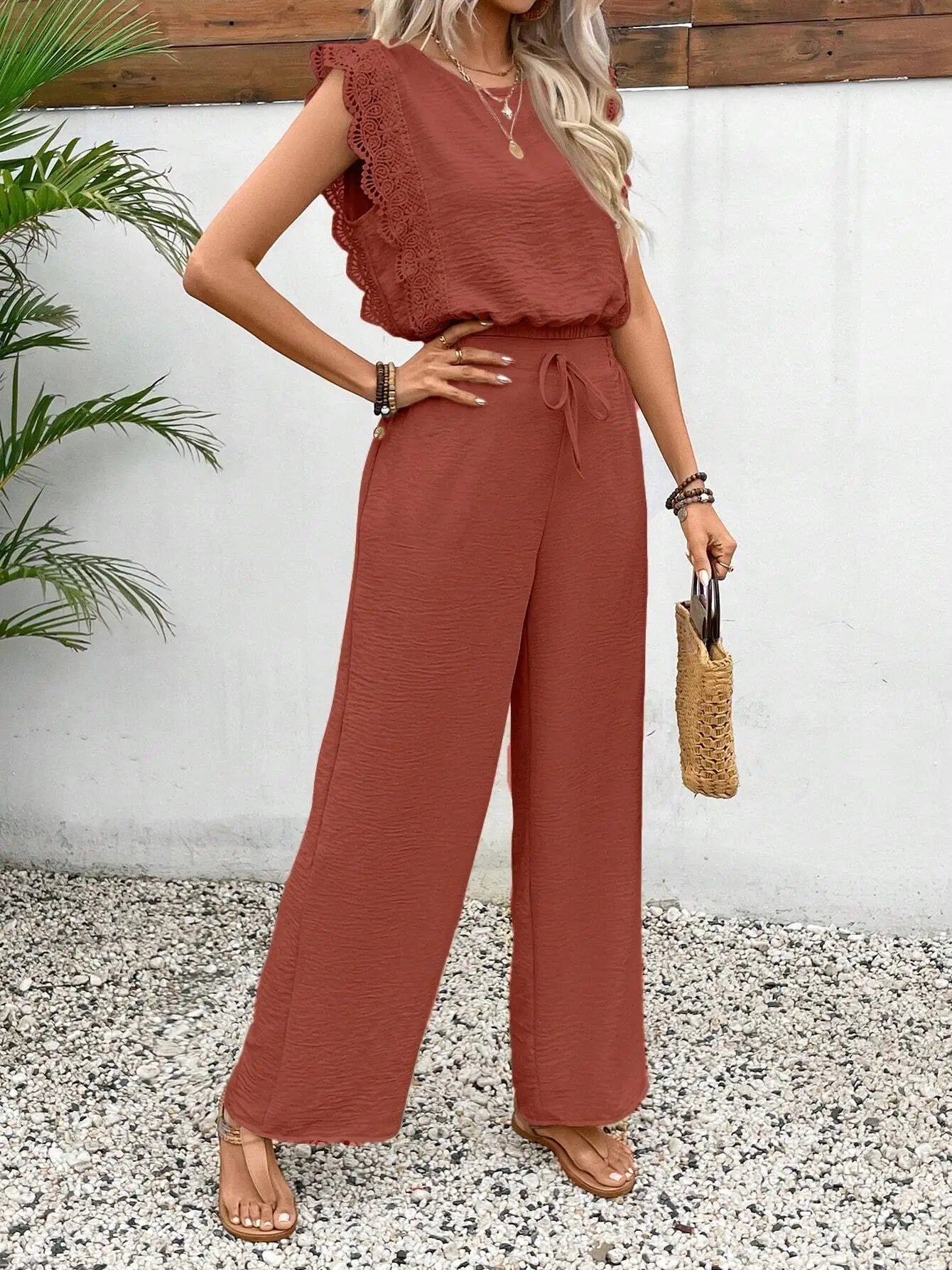Ulvly Sleeveless O-Neck Suit Set