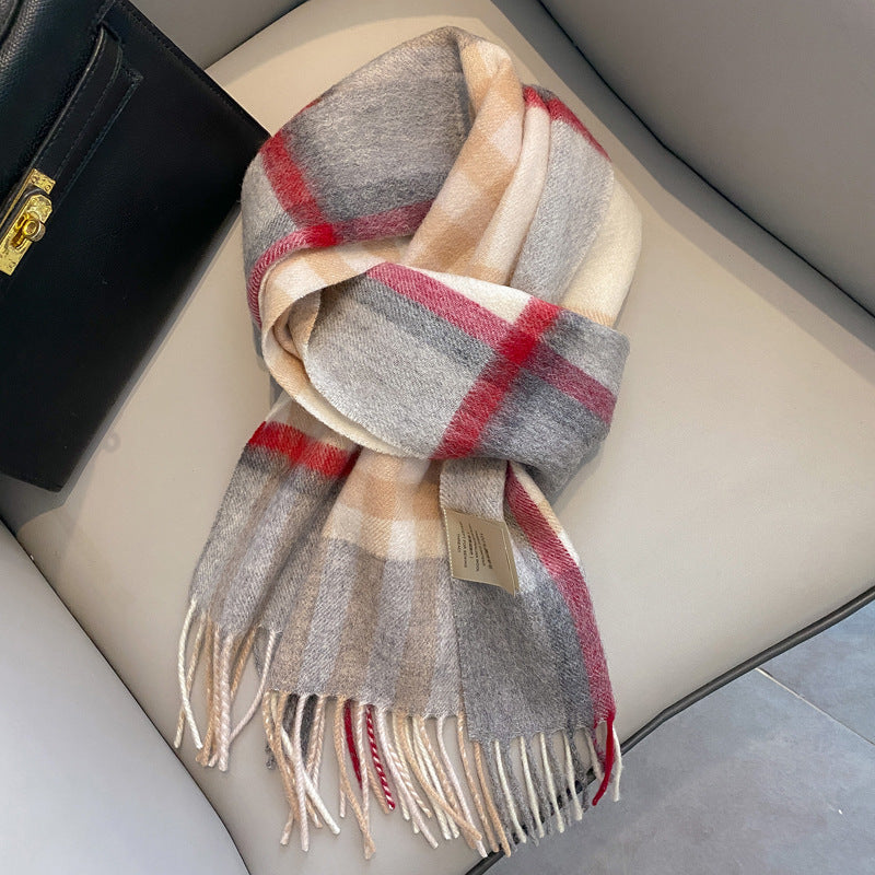 Ulvly Plaid Wool Tassel Scarf