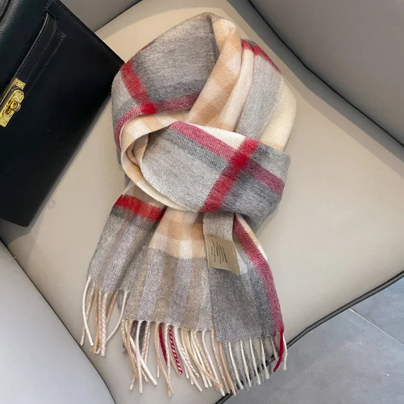 Ulvly Plaid Wool Tassel Scarf