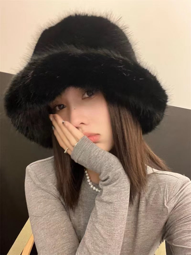 Ulvly Fluffy Faux Fur Bucket Hat