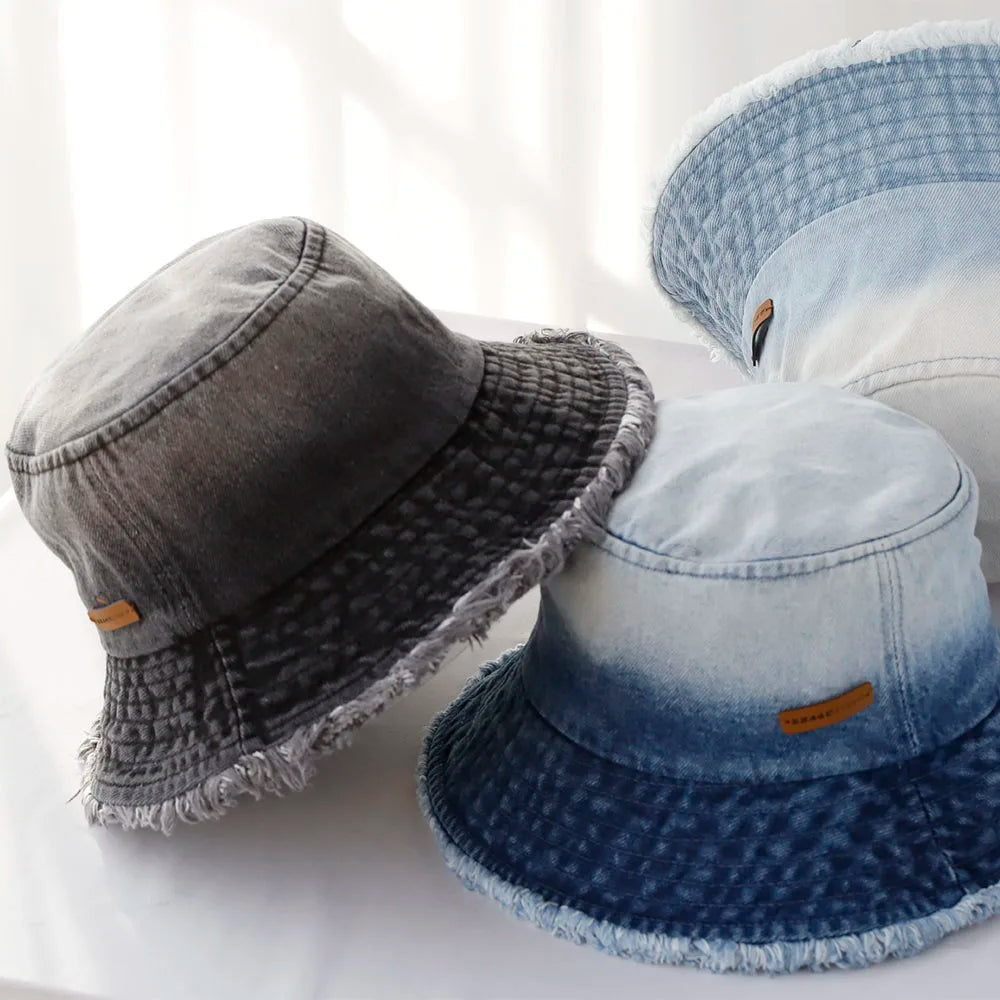 Ulvly Denim Cowboy Bucket Hat with Strap