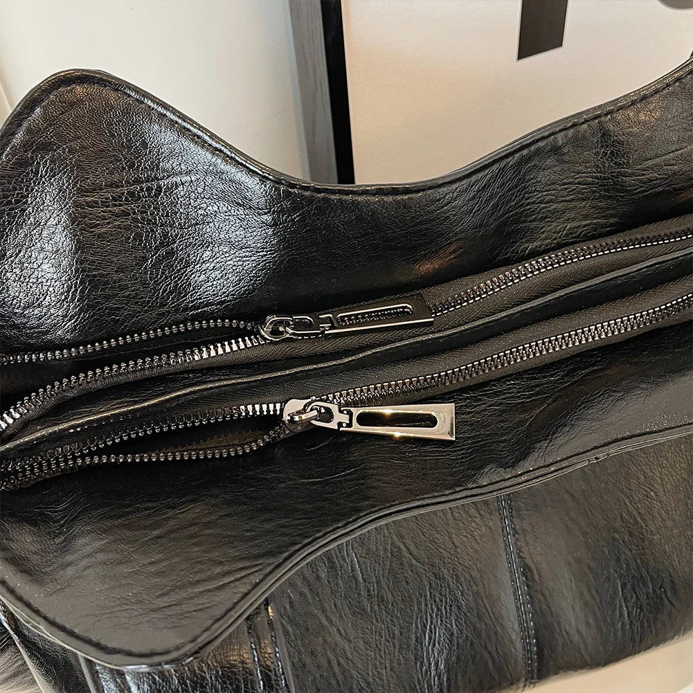 Ulvly Retro PU Leather Tote – Multi-Pocket Shoulder & Crossbody Bag
