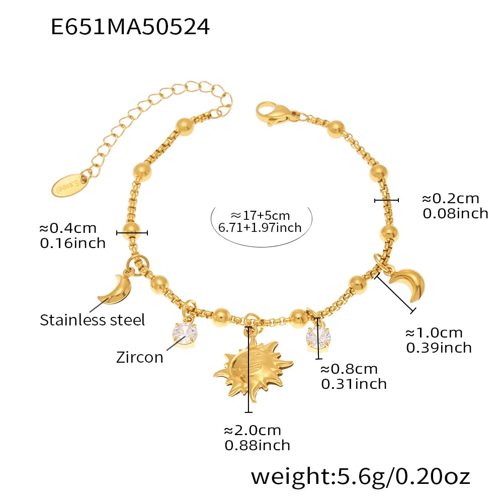 Ulvly Gold Plated Stainless Steel Charm Bracelet – Trendy Link Chain