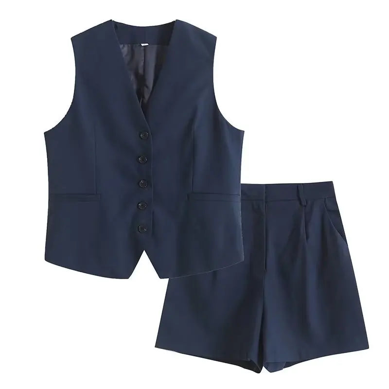 Ulvly Linen Vest &amp; Shorts Suit
