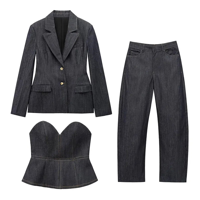 Ulvly 3-Piece Denim Suit Set