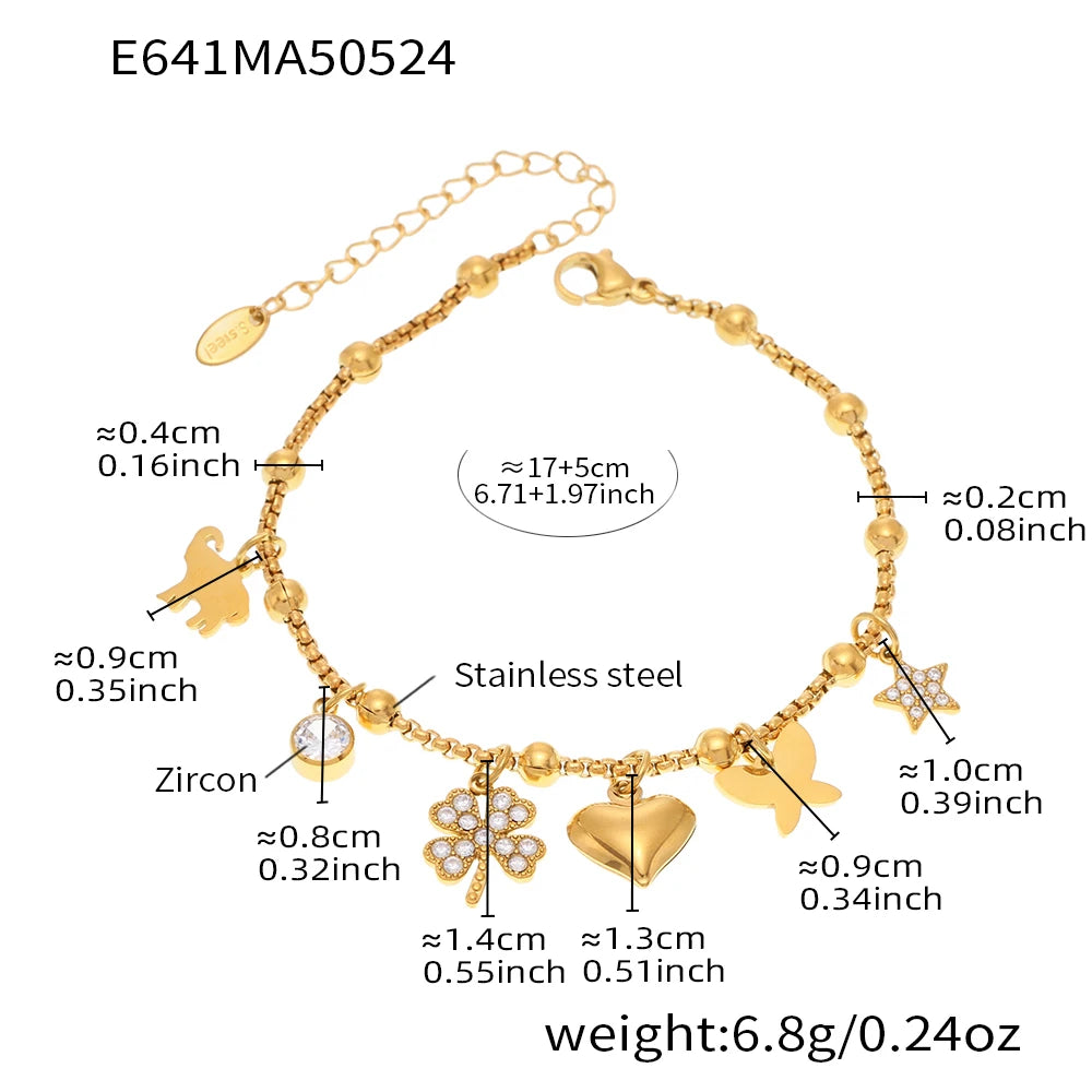 Ulvly Gold Plated Stainless Steel Charm Bracelet – Trendy Link Chain