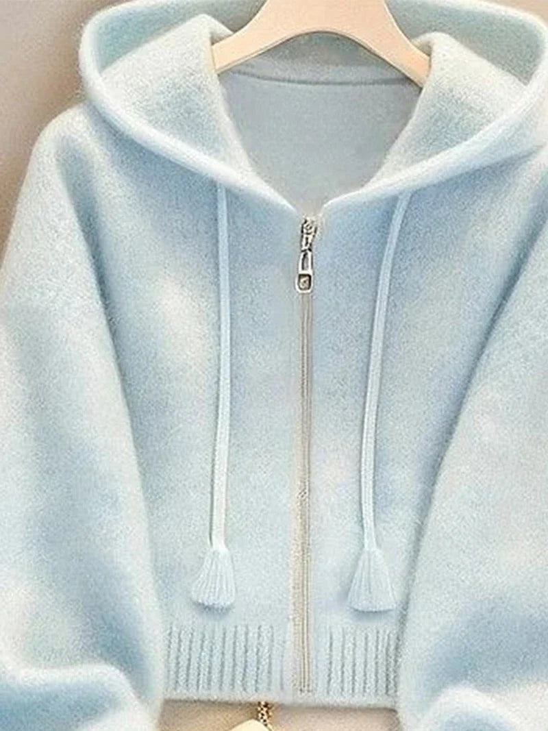 Ulvly Soft-Blue Knit Hoodie