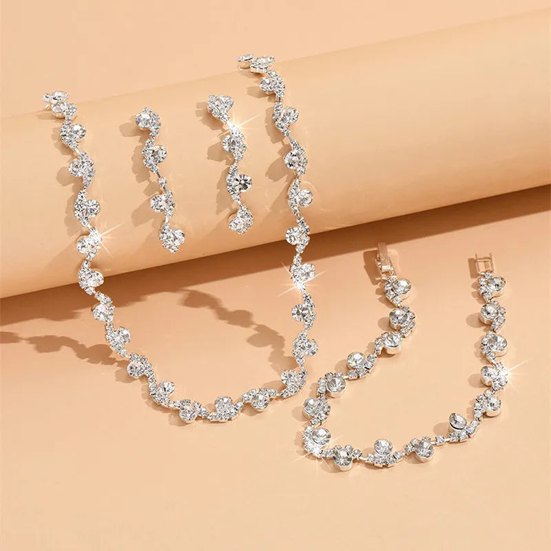 Ulvly Trendy Crystal Jewelry Set