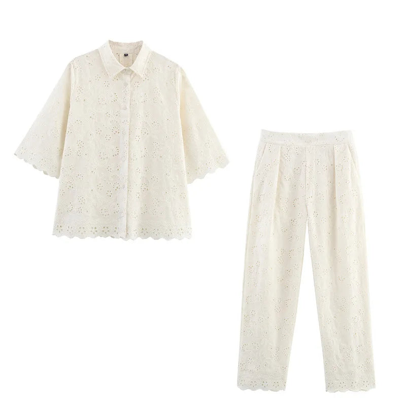 Ulvly Embroidered Shirt &amp; Trousers Set