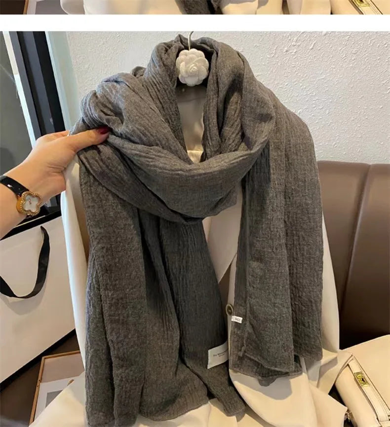 Ulvly Retro Cotton-Linen Touch Scarf