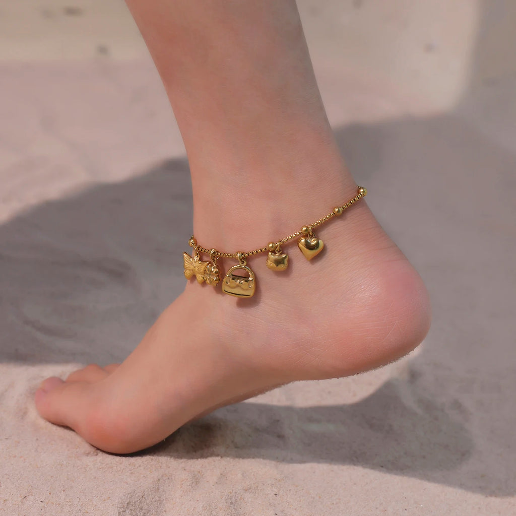 Ulvly Gold Plated Stainless Steel Charm Bracelet – Trendy Link Chain