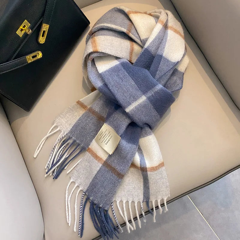 Ulvly Plaid Wool Tassel Scarf