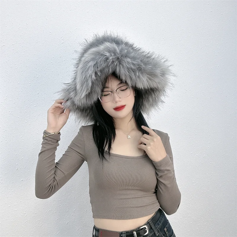 Ulvly Winter Plush Bucket Hat with Earflaps