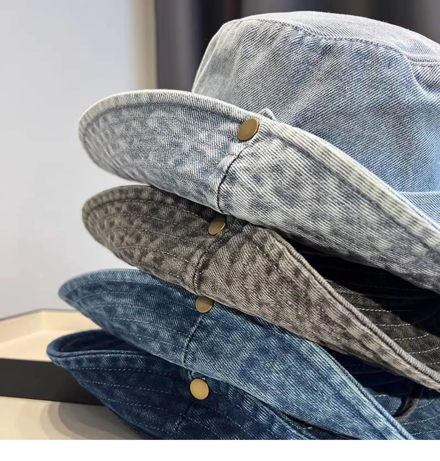 Ulvly Vintage Washed Denim Bucket Hat