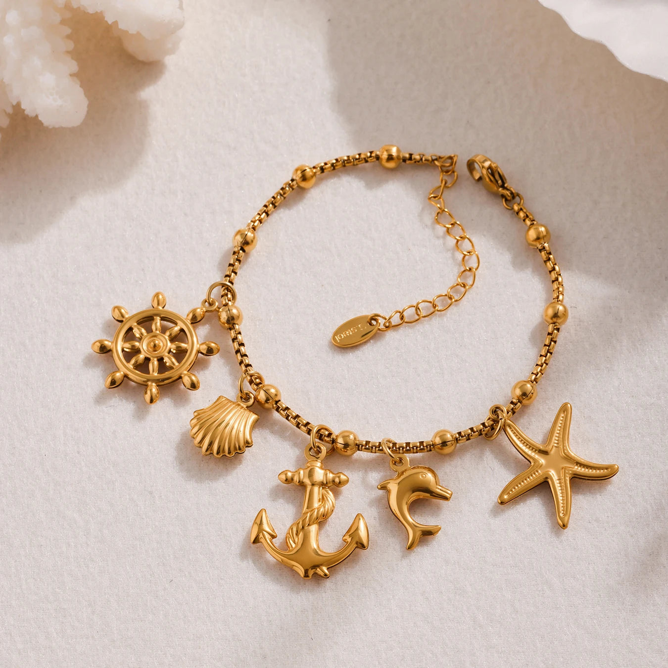 Ulvly Gold Plated Stainless Steel Charm Bracelet – Trendy Link Chain
