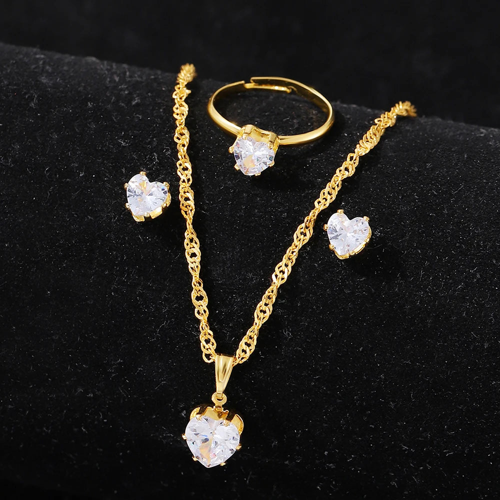 Ulvly Jewelry Set with Necklace, Earrings, and Ring – Zinc Alloy