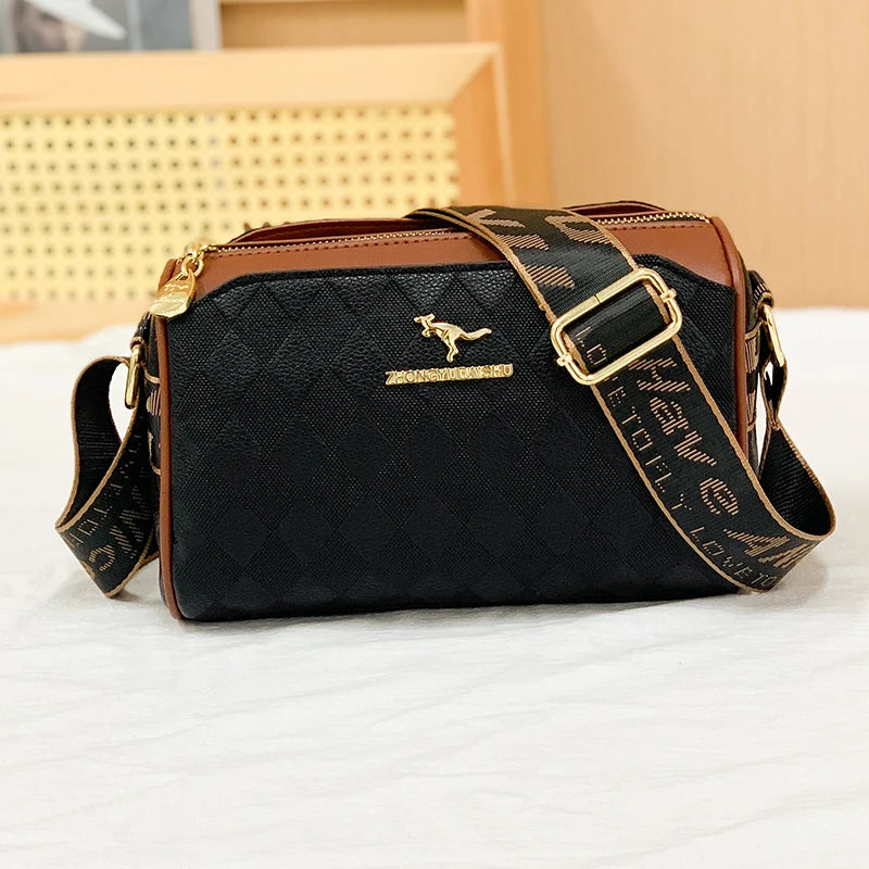 Ulvly Soft Leather Checkered Messenger Bag