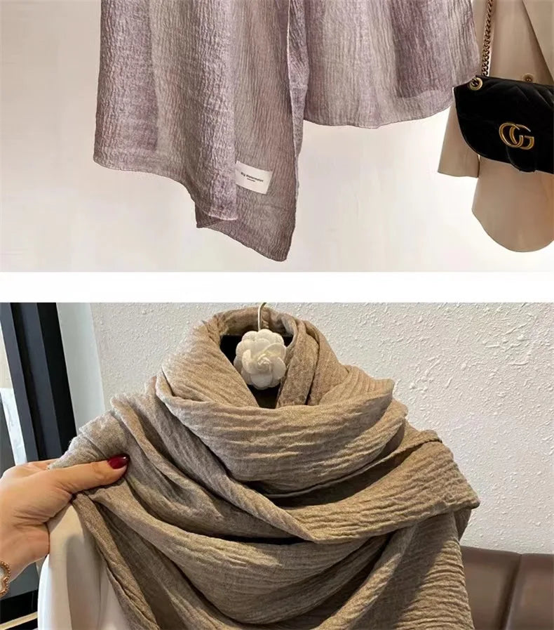 Ulvly Retro Cotton-Linen Touch Scarf