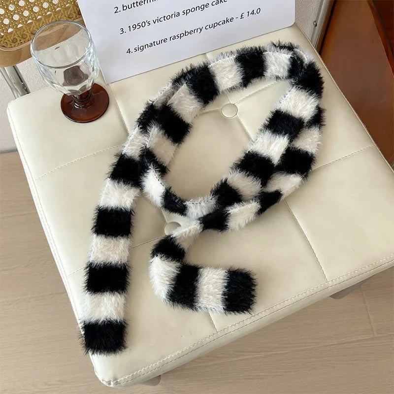Ulvly Striped Plush Knit Scarf