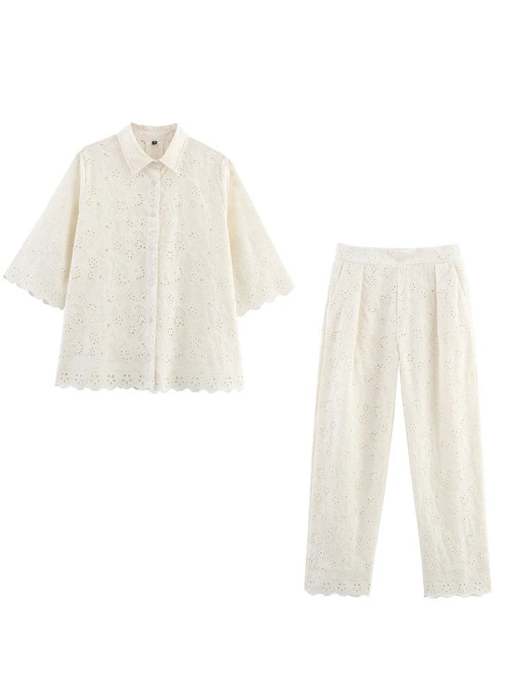 Ulvly Embroidered Shirt &amp; Trousers Set