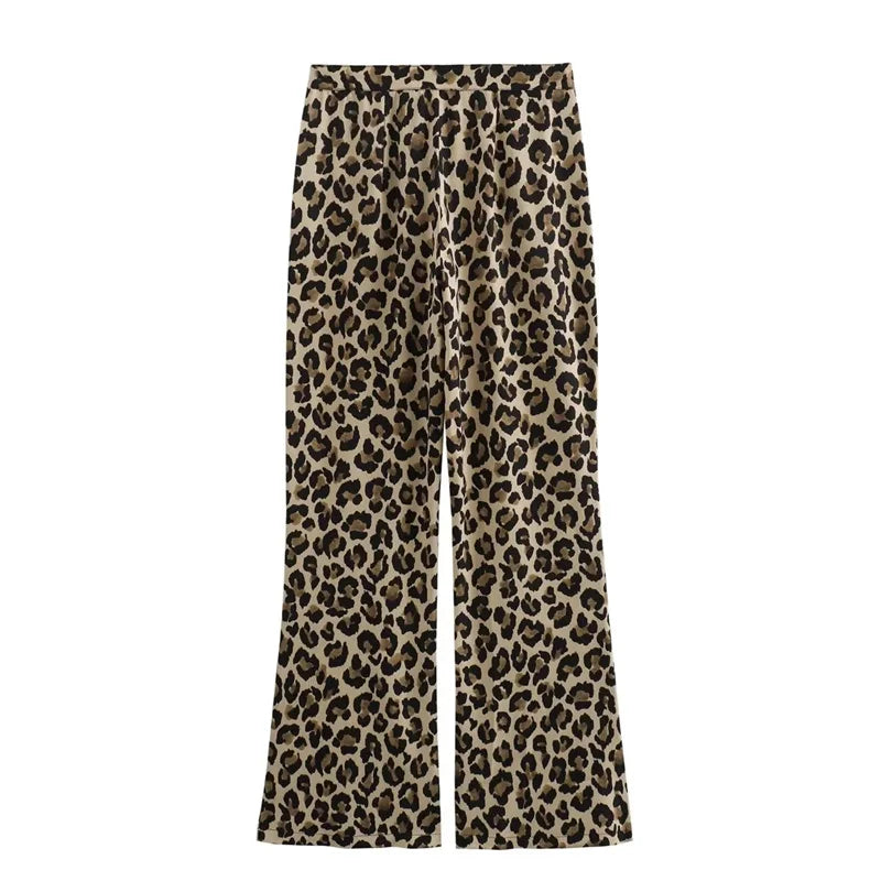 Ulvly Y2K Leopard Wide-Leg Pants