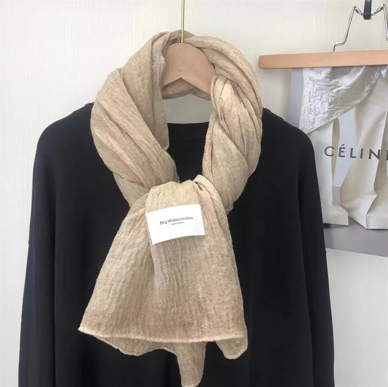 Ulvly Retro Cotton-Linen Touch Scarf