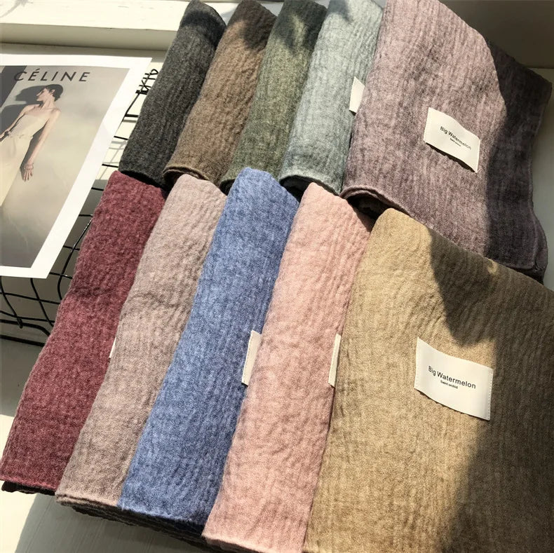 Ulvly Retro Cotton-Linen Touch Scarf