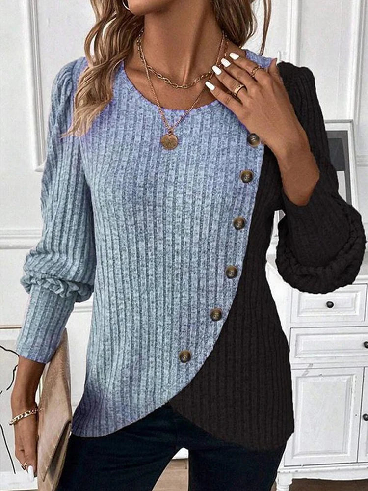 Ulvly Contrast-Stripe Button Sweater