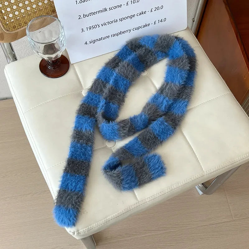 Ulvly Striped Plush Knit Scarf
