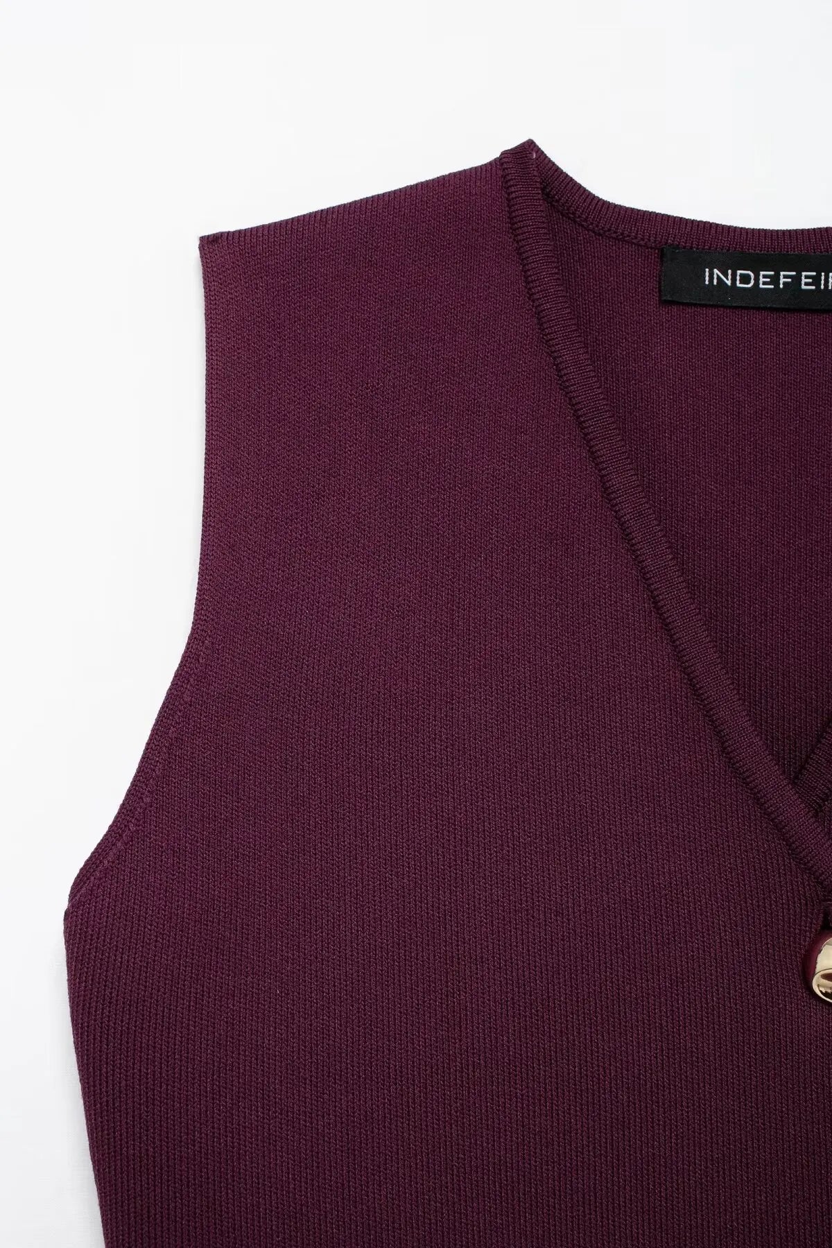 Ulvly Wine Red Knit Vest & Skirt Set