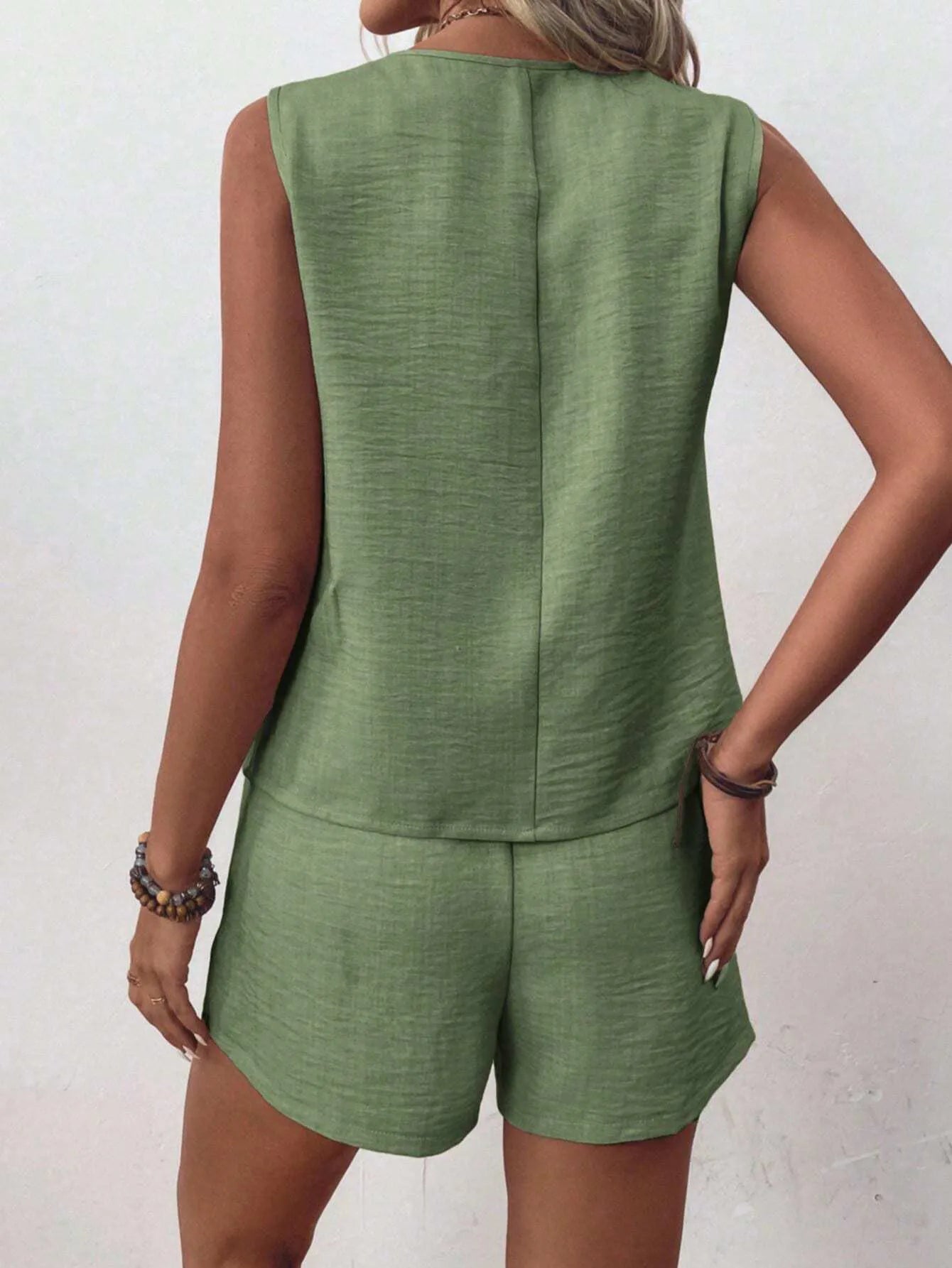 Ulvly Summer Button Vest &amp; Shorts Set