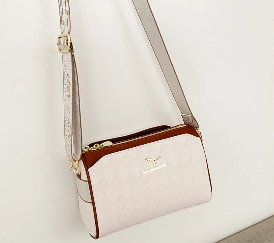 Ulvly Soft Leather Checkered Messenger Bag