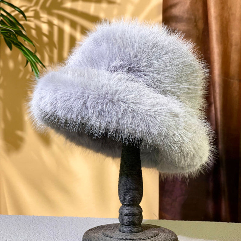 Ulvly Fluffy Faux Fur Bucket Hat