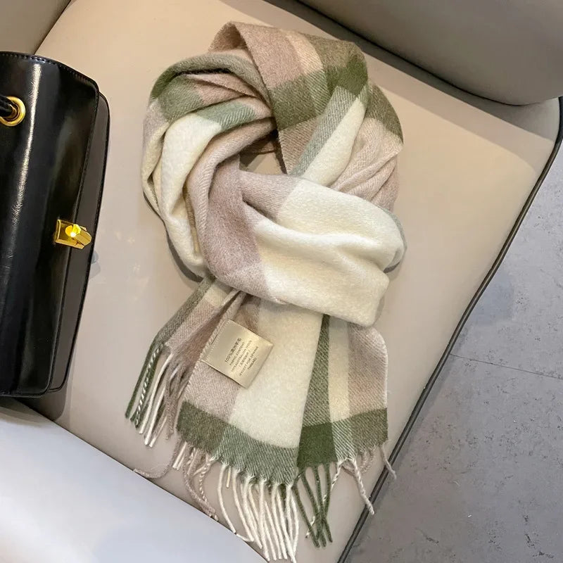 Ulvly Plaid Wool Tassel Scarf