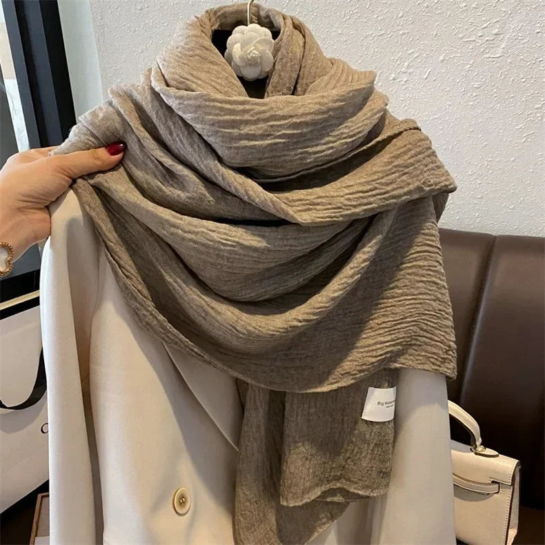 Ulvly Retro Cotton-Linen Touch Scarf