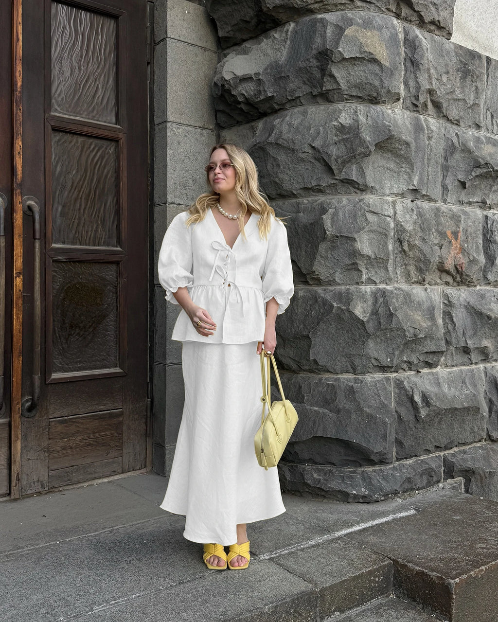 Ulvly Cotton Puff Sleeve &amp; Skirt Set