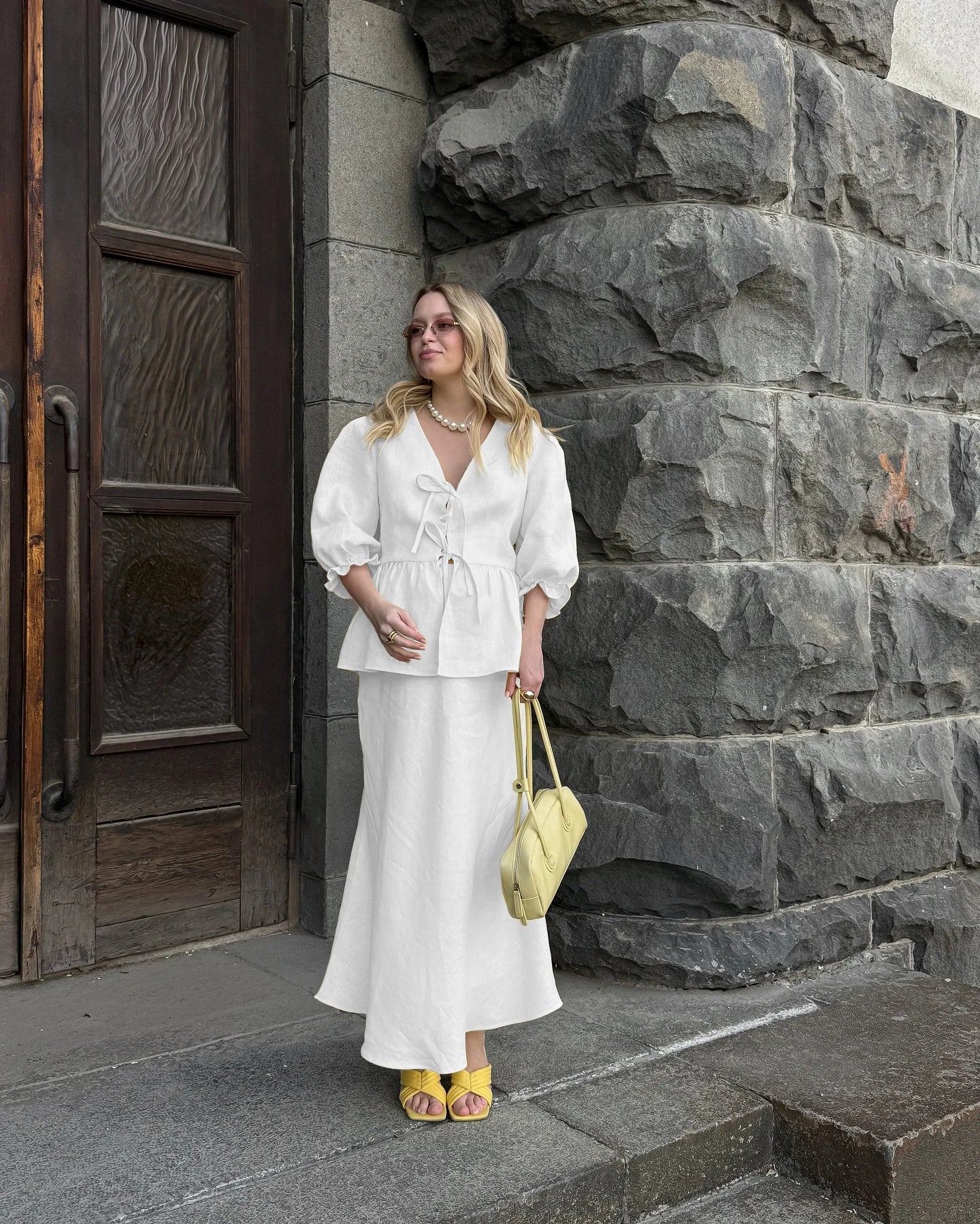 Ulvly Cotton Puff Sleeve &amp; Skirt Set