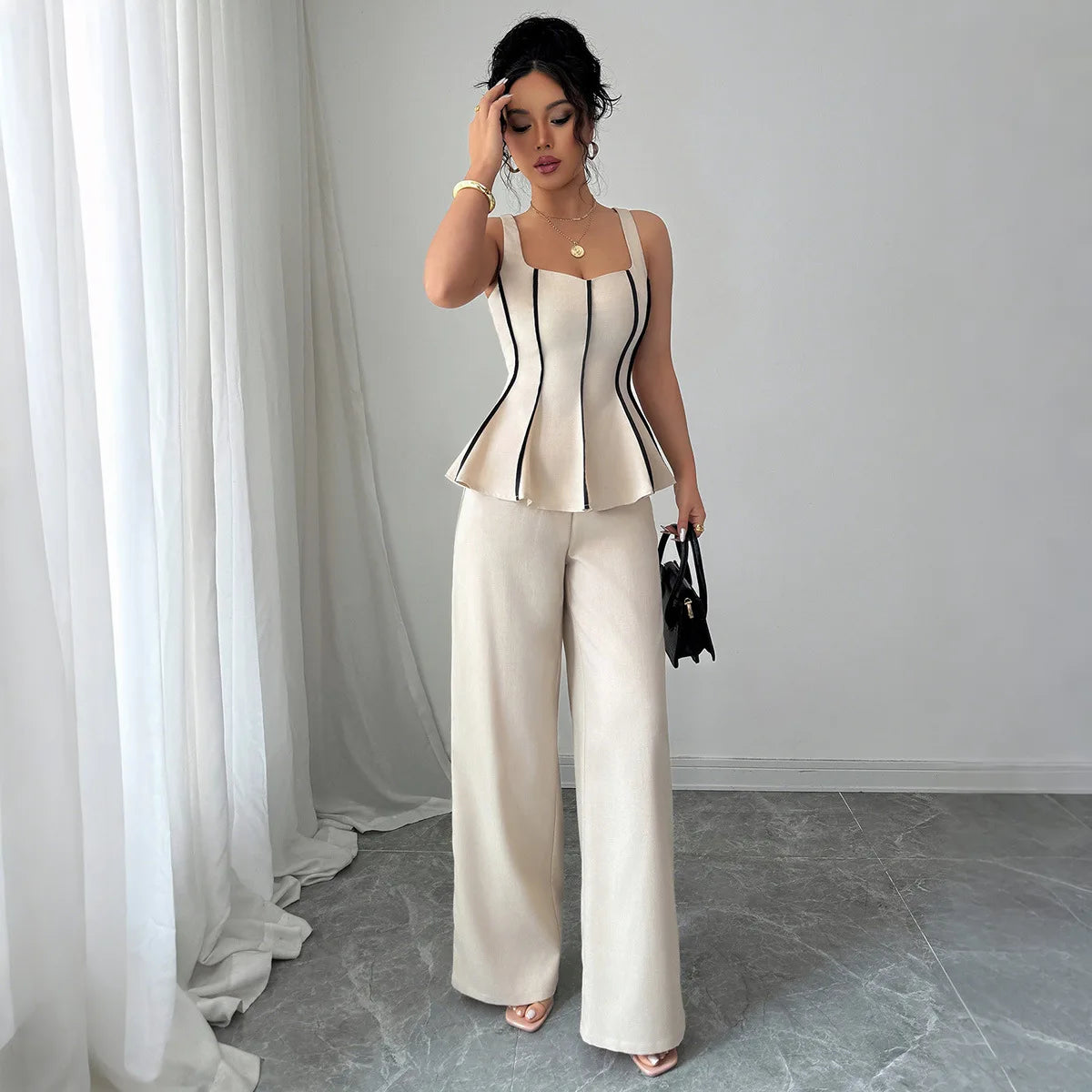 Ulvly Two-Piece Ruffle Pant Set