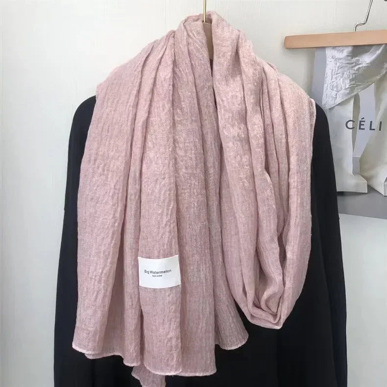 Ulvly Retro Cotton-Linen Touch Scarf