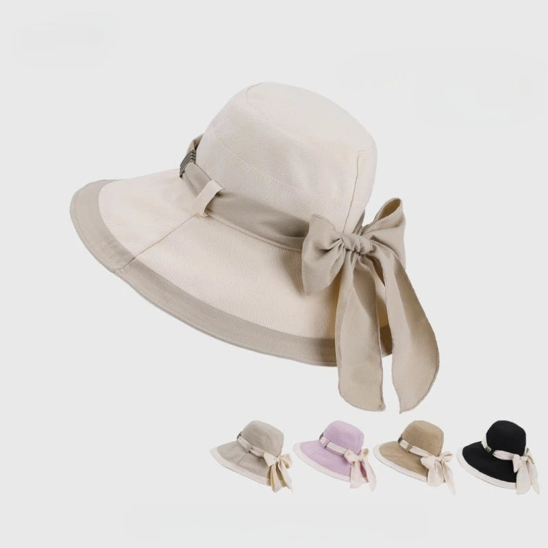 Ulvly Strap Bow Wide-Brim Bucket Hat