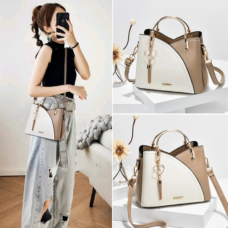 Ulvly Patchwork PU Leather Shoulder Bag