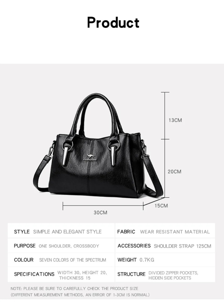 Ulvly 3-Layer Soft PU Leather Crossbody Bag