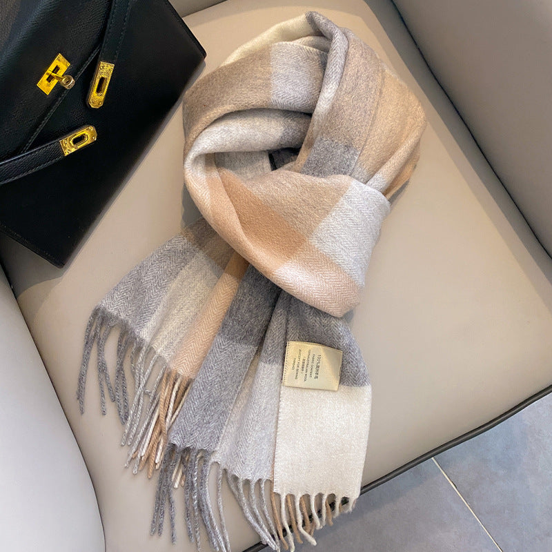 Ulvly Plaid Wool Tassel Scarf